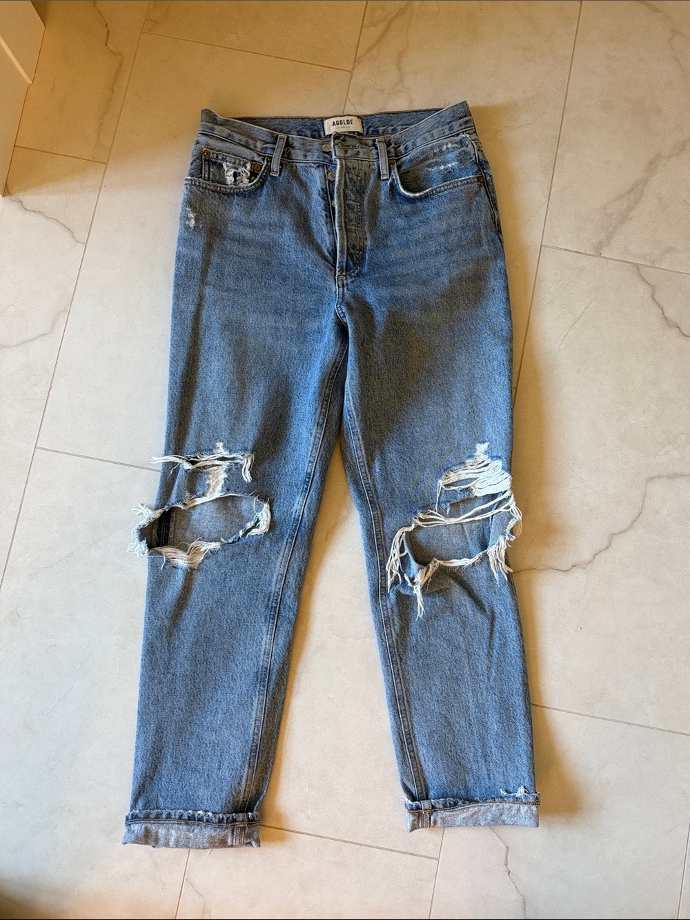 Agolde Distressed High-Rise Women's Blue Denim Jeans